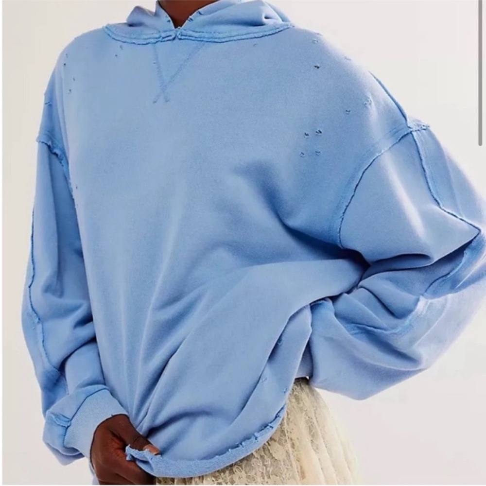 NWT! 🌟Free People Everyday Hoodie Distressed Sweatshirt🌟. Size X-Small. - Picture 2 of 11